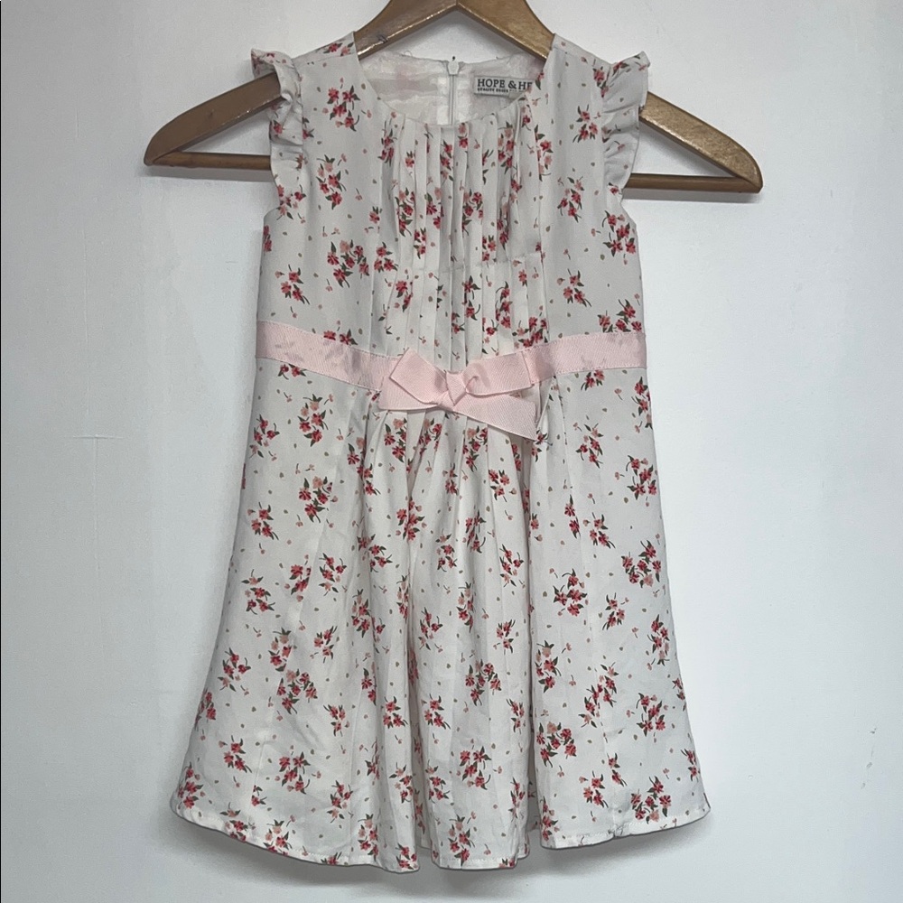 Hope & Henry 3T Girls Floral Spring Ruffle Sleeveless Dress, Bow, #easter